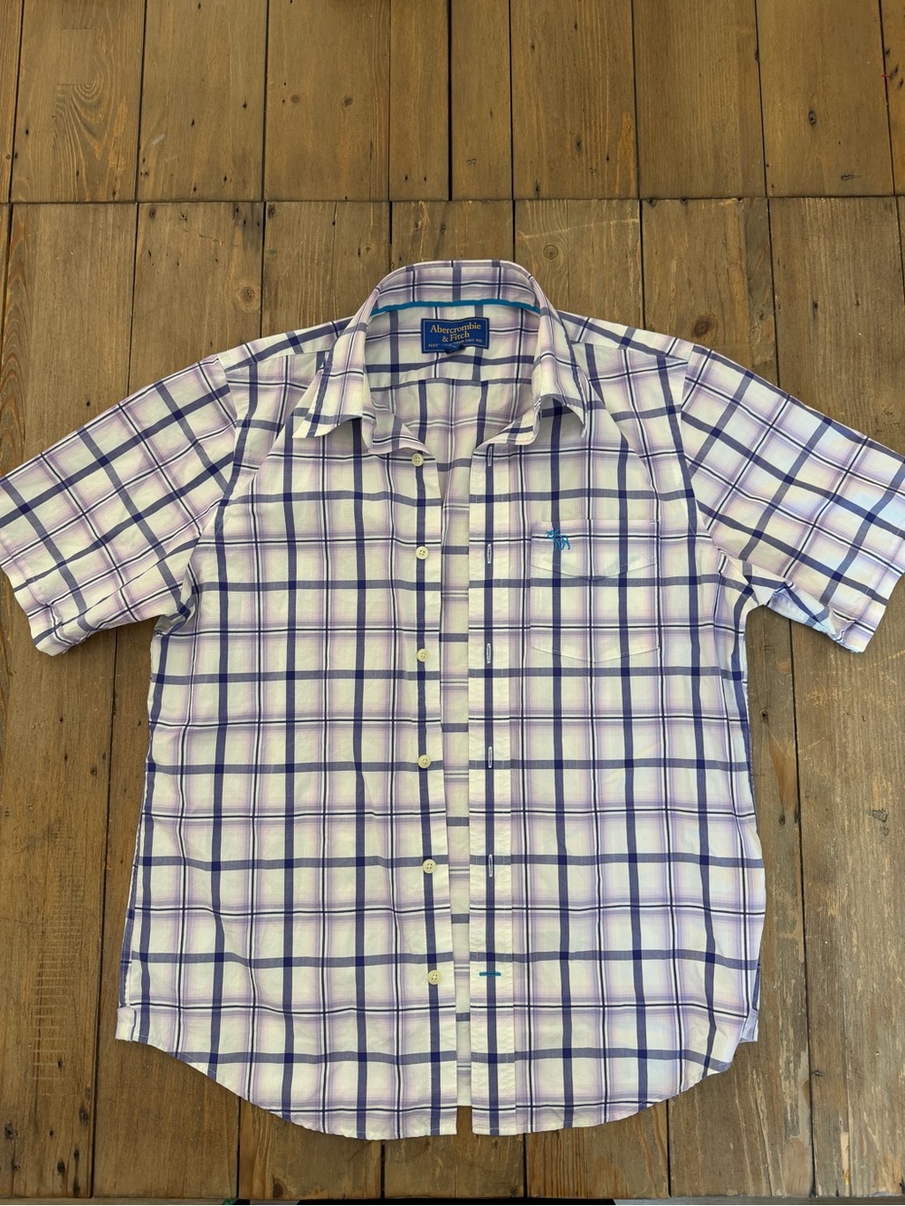 Vintage Y2K Abercrombie & fitch purple plaid button down mens shirt